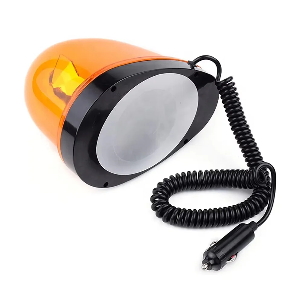 12V Magnetic Rotating Beacon - Amber Teardrop Warning Light for Emergency Vehicles & Construction Safety