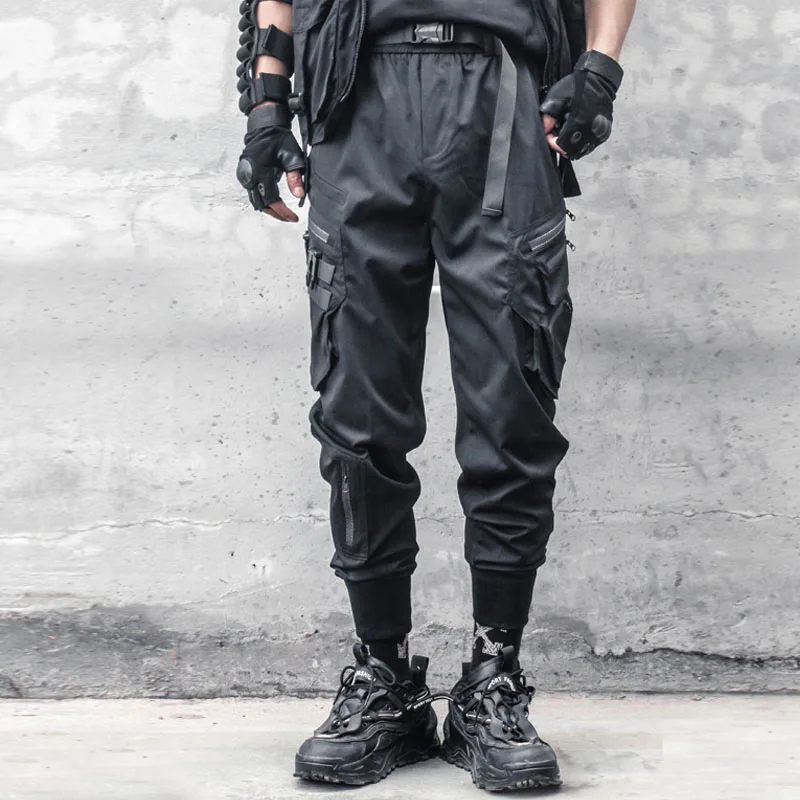 

Japanese Fashion Men's Small Group Design Functional Buckle Overalls Men's Fashion Multi Pocket Loose Dark Wind Leggings