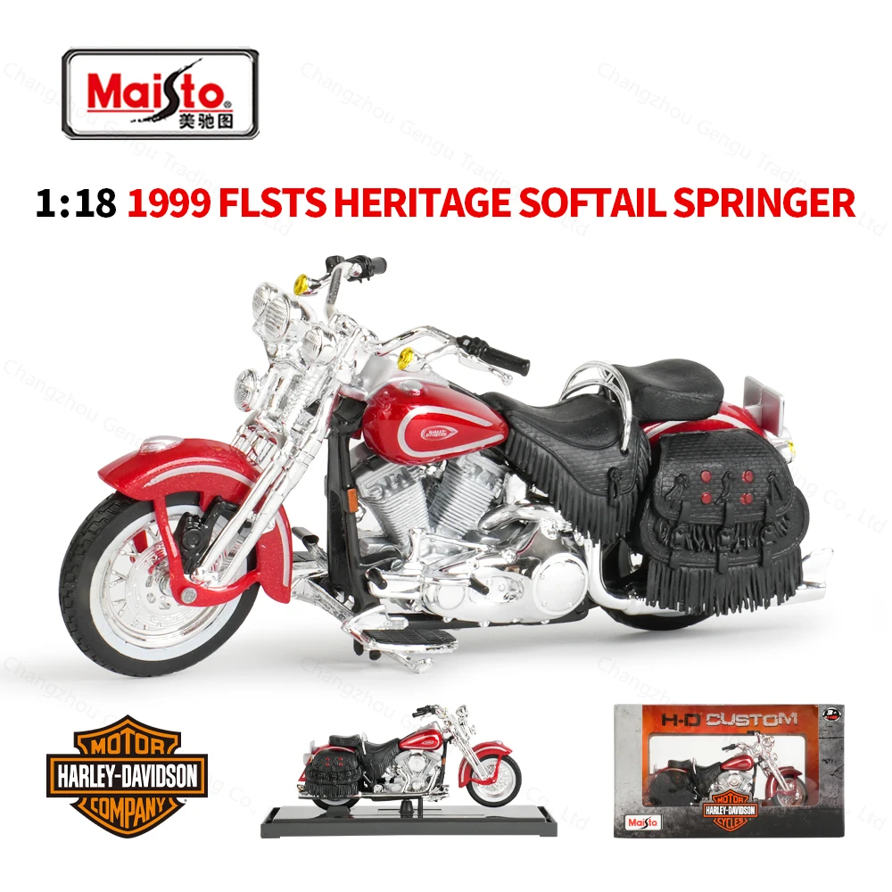 

Maisto 1:18 Harley-Davidson 1999 FLSTS Heritage Softall Springer Red Die Cast Vehicles Collectible Hobbies Motorcycle Model Toys