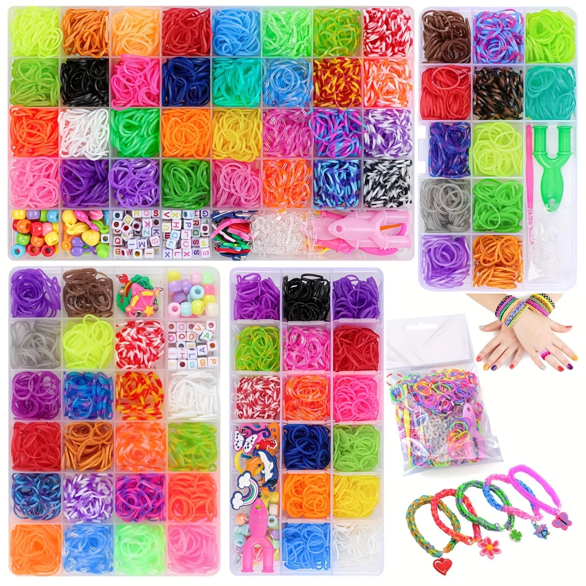 12 Gitter/24 Gitter/40 Gummibänder Armband Kit Gummiband Füllwebstuhl Kit Weben DIY Handwerk Geschenk Webstuhl Kit Spielzeug für Mädchen