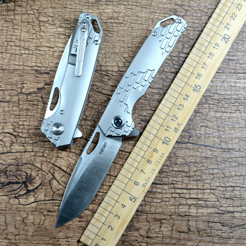 Y-START Folding Pocket Knife S35VN Blade Titanium Handle Flipper Outdoor Hunting Gift Collection LK2001
