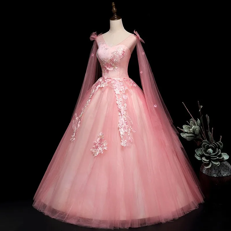 Gaun Quinceanera 2023 baru elegan pesta Prom Formal gaun pesta dansa manis motif bunga Vestidos Robe De Bal ukuran Plus