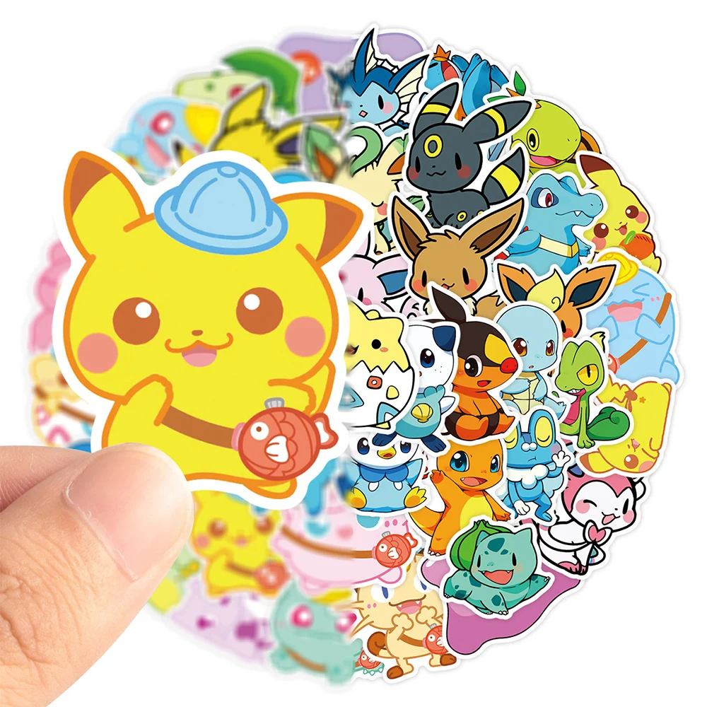 10/30/50pcs Cute Pokemon Cartoon Stickers Classic Fun Anime Sticker bottiglia d'acqua diario del telefono Kawaii Pikachu decalcomanie per bambini giocattolo