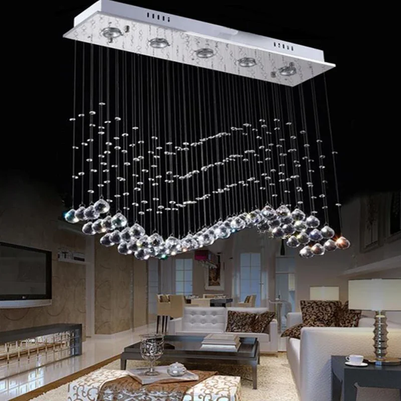 

Роскошные светодиодные хрустальные подвесные светильники для гостиной, современный прямоугольный подвесной светильник, домашний декор, люстры, подвесной светильник