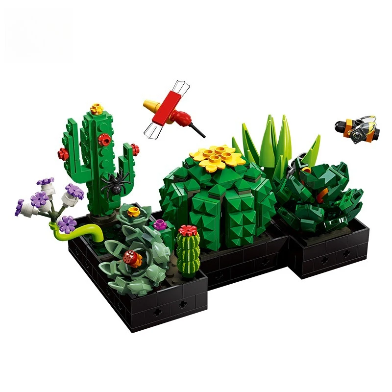 Puzzle assemblaggio blocchi di simulazione fiori e piante piante in vaso piante succulente blocchi di costruzione giocattoli regali di festa