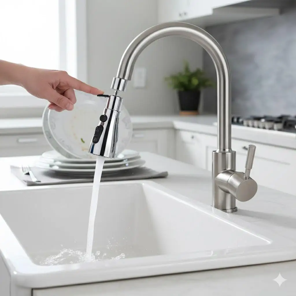 

2 шт. Усовершенствованные удлинители для смесителей для кухни и ванной комнаты с двумя режимами работы, 360° ° Вращающаяся водосберегающая насадка для распыления с многоугольной очисткой