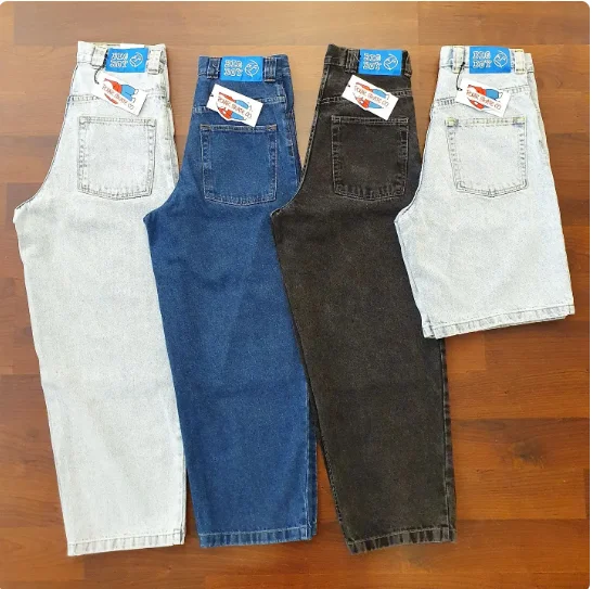 Calças de Streetwear Y2K Hip Hop Cartoon para homens e mulheres, jeans Polar Big Boy, jeans largos azuis retrô, calças largas de cintura alta