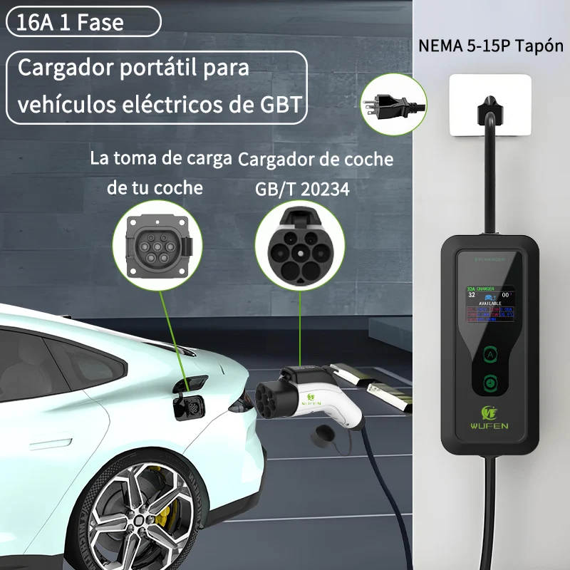 

Портативное зарядное устройство WUFEN BYD для электромобилей, GBT 16А, 3.5 кВт, максимальное напряжение 110В, вилка стандарта США, с регулируемым током и функцией запланированной зарядки