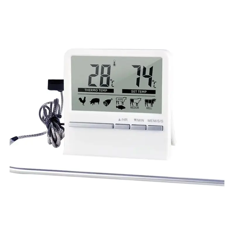 Hot Selling-Kitchen Digital Cookingthermometer Meat Food Temperature For Oven BBQ Grill Timer Function With Heat Meter For Cooki