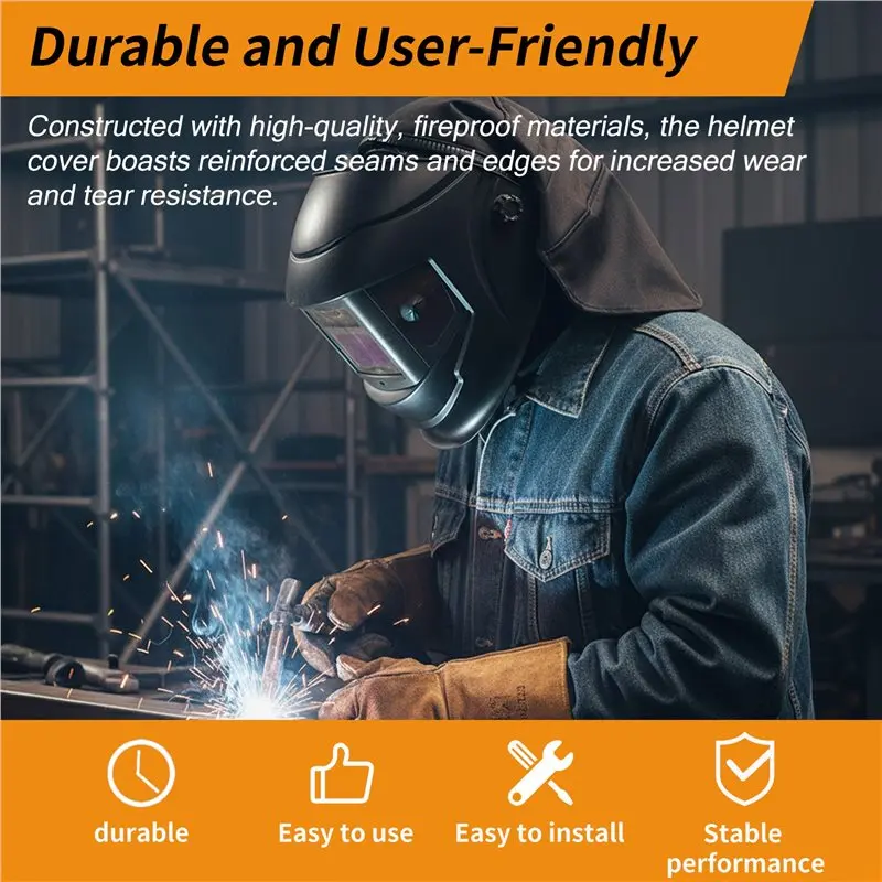 A68P-Welding Helmet Cover Cotton Safe Anti-Burn Welding Headgear Full Protection Neck Extended Headcover With Press Fit Seal