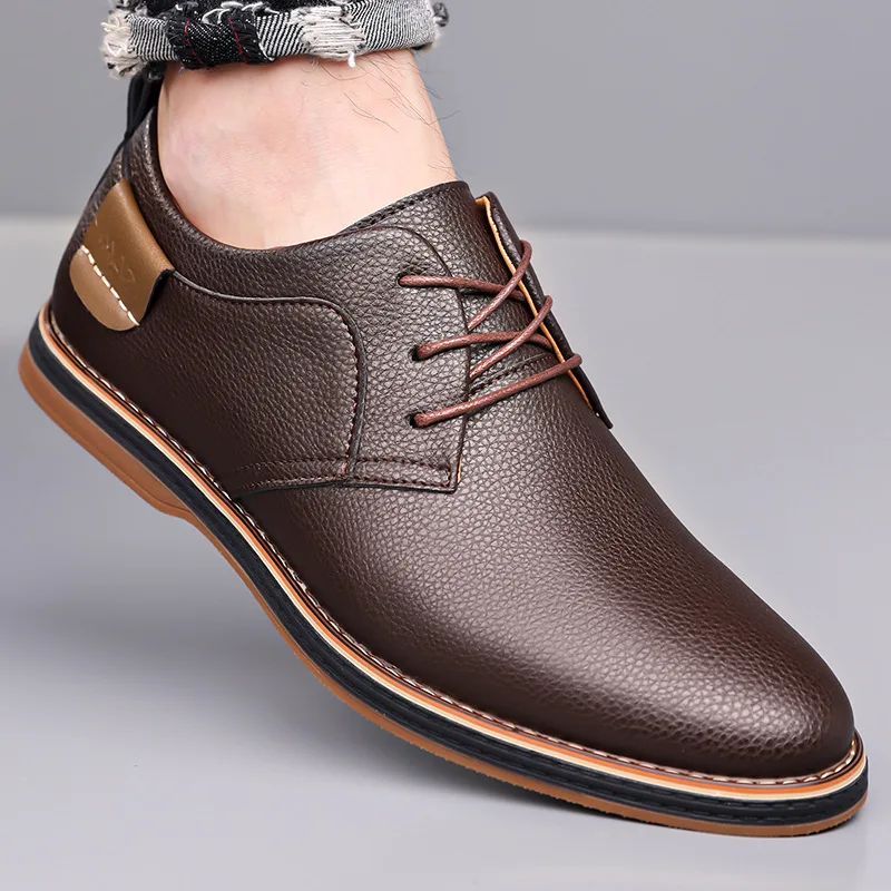 

Men Casual Business Leather Shoes Men Fashion Lace-up Derby Shoes Mens Light Comfortable Outdoor Driving Flats Zapatos De Hombre