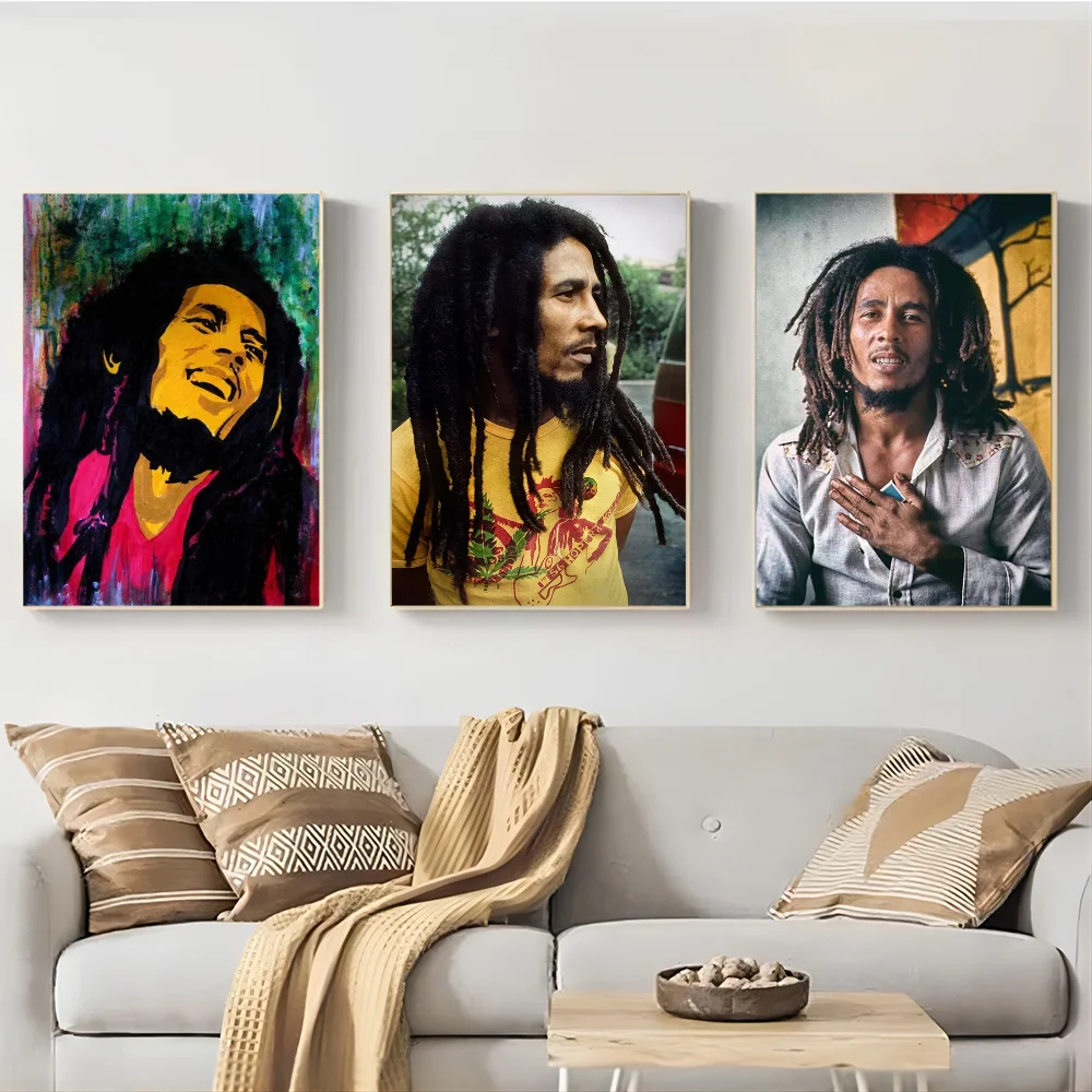 1pc Reggae camerieri Bob Marley Classic Movie autoadesivo Art Poster adesivo di carta impermeabile Coffee House Bar Room Wall Decor