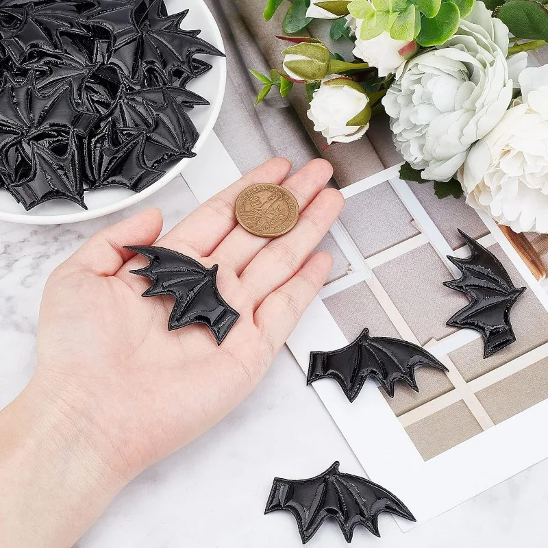 40PCS Leather Halloween Bat Wings DIY Crafts Bat Wing Spooky Bats Halloween Decorations for Hair Ornament & Costume Accessory