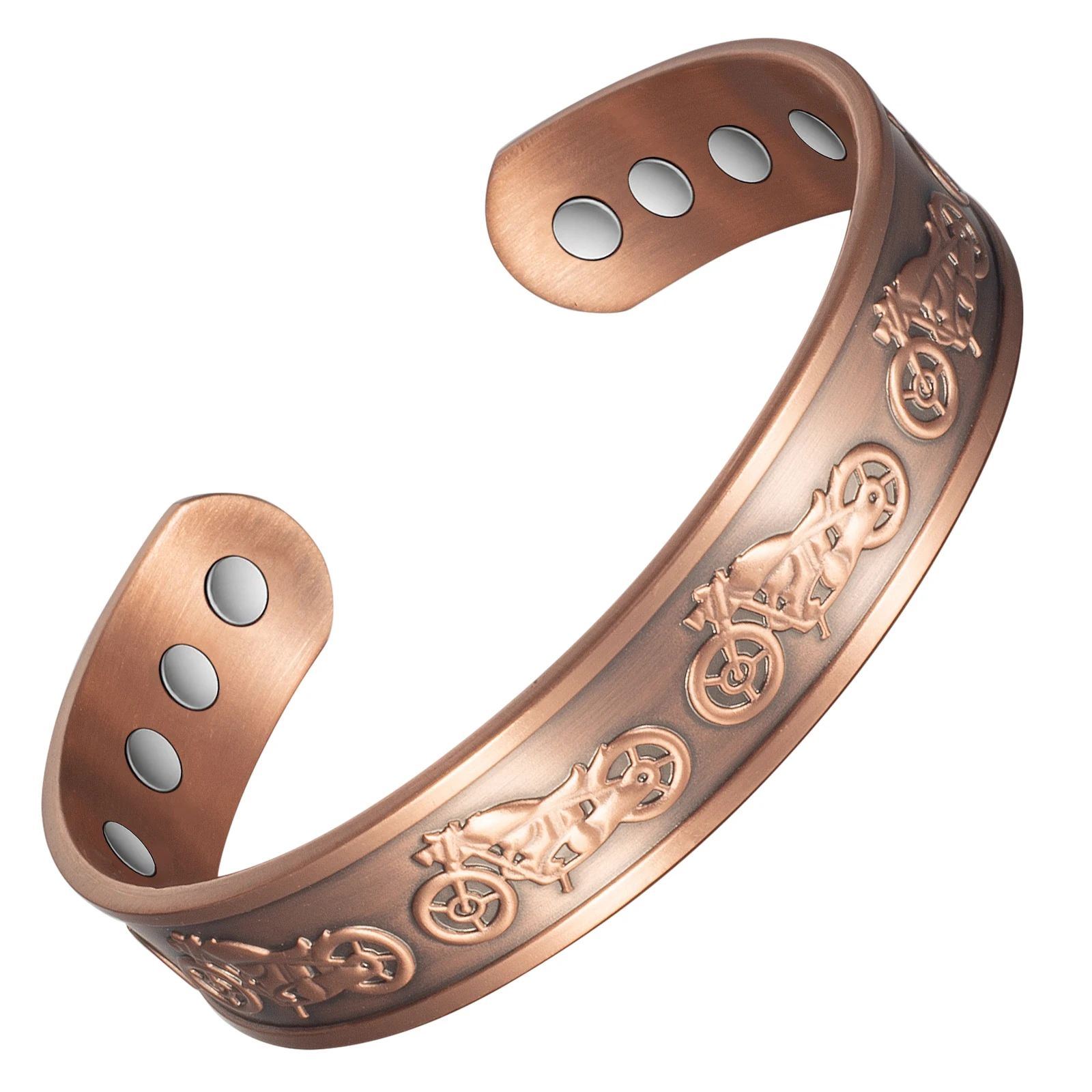 Wollet Pure Copper Magnetic Bracelet for Women Men Pattern Copper Bracelet with with 8 Magnets, Adjustable 6.5 Inches Bracelet