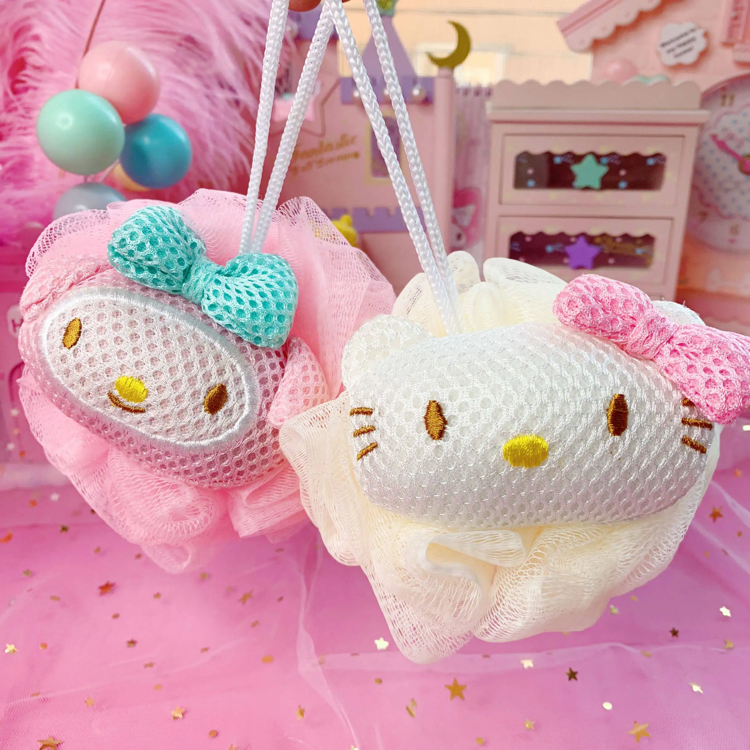 Esponja de Baño con Diseño de Gatito, Linda y Kawaii, Esponja de Ducha Suave y Exfoliante para una Limpieza Corporal Delicada y Diaria