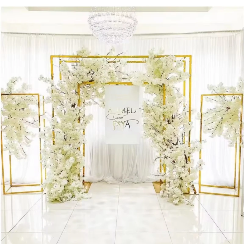 5pcs Wedding Backdrop Sign Frame Column Plinth Shelf Flower Stand Outdoor Lawn Party Decoration Prop Stage Floral Window Display