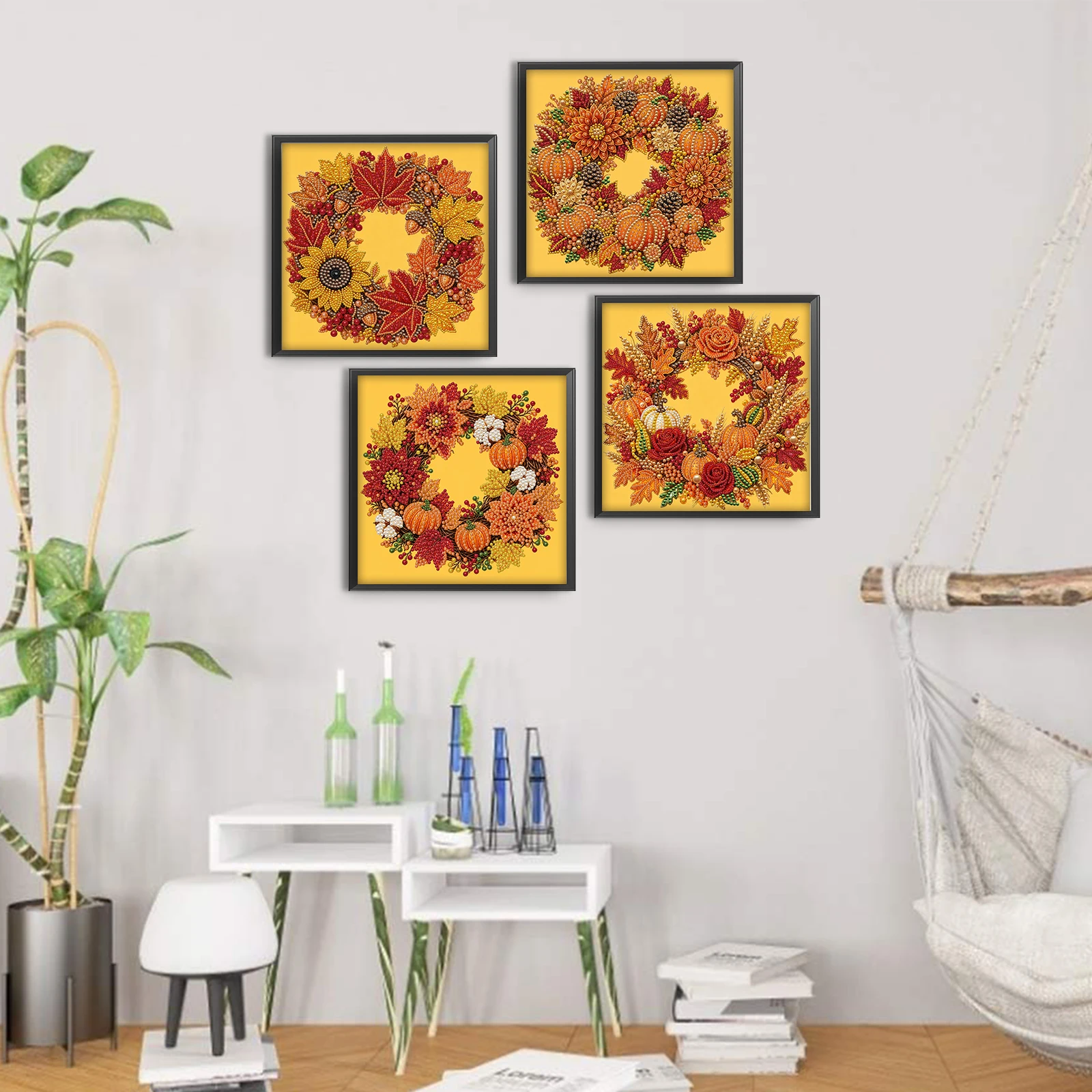 Embroidery Hoop Kit - Kit Lukisan Titik Mutiara DIY Karangan