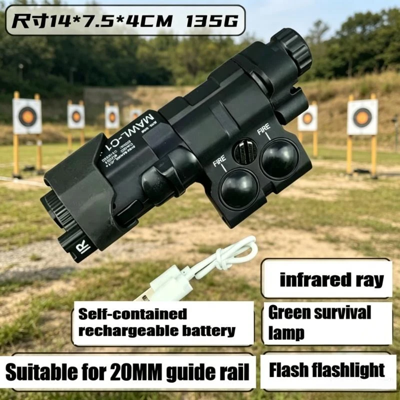 

Alloy Polymer Tactical Light Assembly Fits 20-22mm Rail, Red Signal Lamp Outdoor Game Toy Replacement Parts