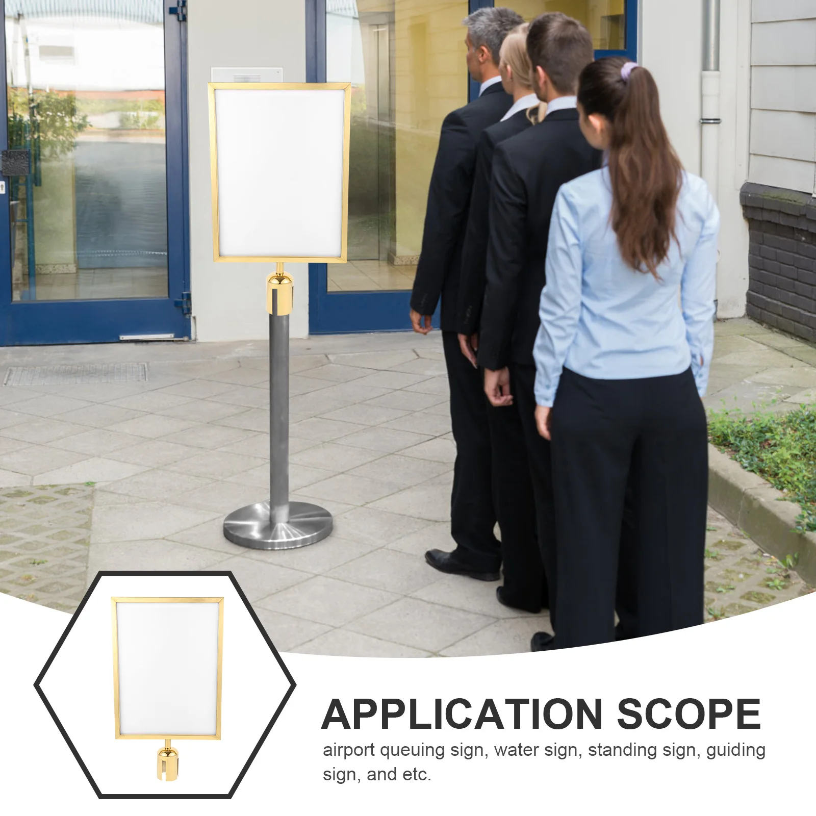 

Stanchion Sign Holder Vertical Stainless Steel A3 Portrait Frame for Retractable Belt Stanchion Crowd Control Queue Barrier