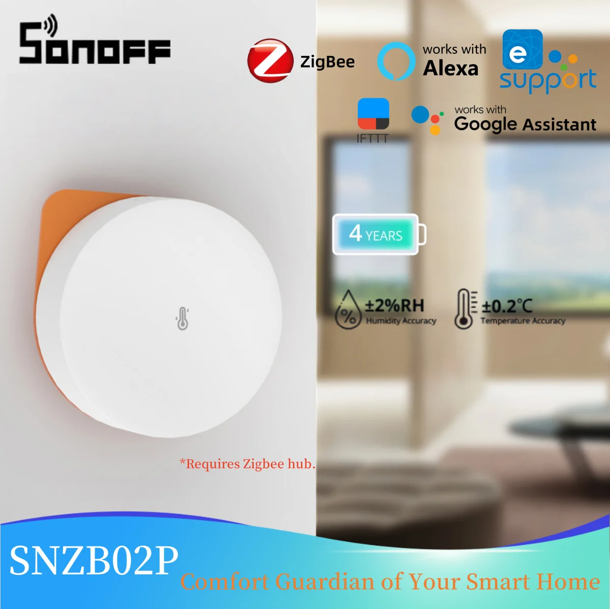 SONOFF SNZB-02P eWeLink أدوات المنزل الذكي زيجبي مستشعر درجة الحرارة كاشف الرطوبة ميزان الحرارة أليكسا جوجل مساعد ياندكس