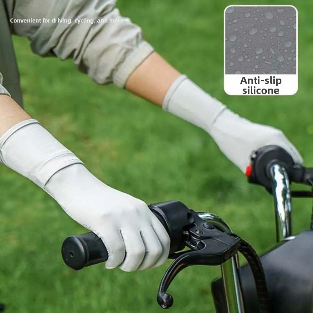 

Breathable Women Sunscreen Gloves Thin Silicone Anti Slip Ice Silk Riding Gloves Quick Dry Touch Screen Summer Driving Mittens