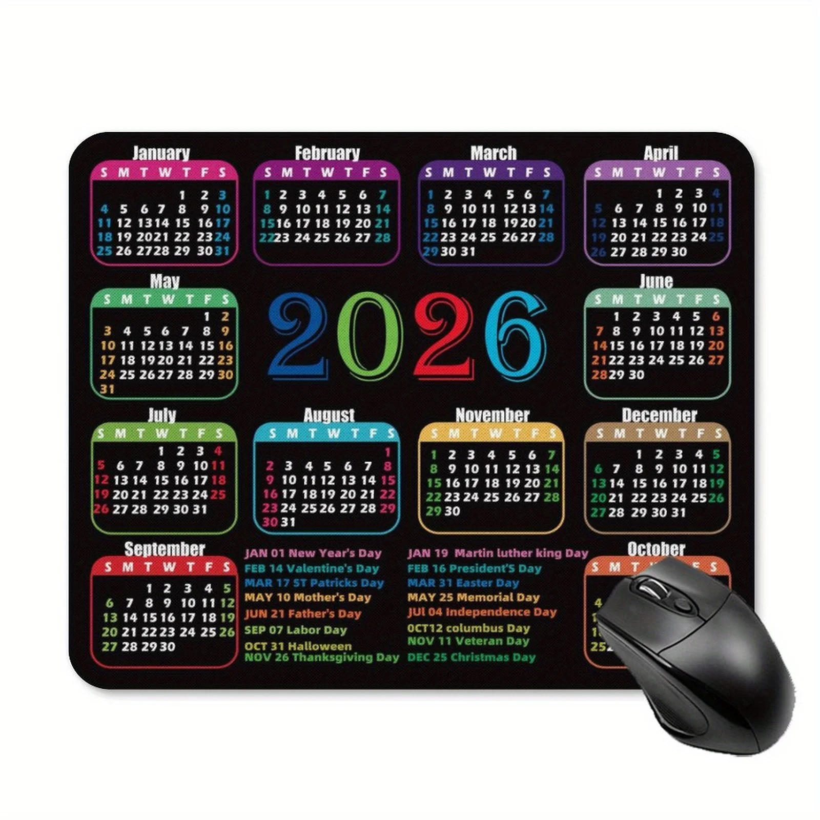 

1 Gaming Mouse Pad, 22x18cm - 2026 Calendar, Unisex Rectangular Mouse Pad, Non-slip Rubber Mouse Pads,Desk Pad, Laptop Accessory