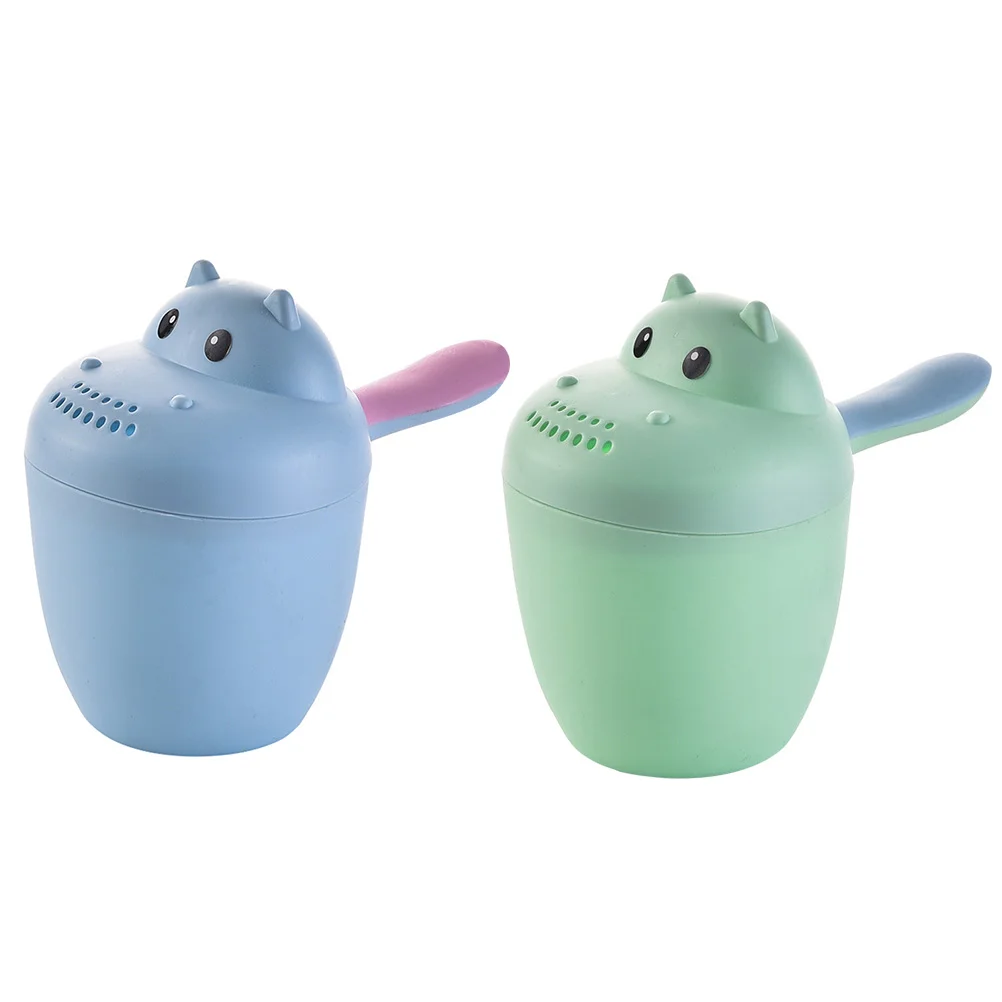 Baby Shampoo Scoops Sprinkler Cartoon Bath Water Bailer Kids Shower Cup Plastic Comfortable Handle Hair Rinse Face Eyes