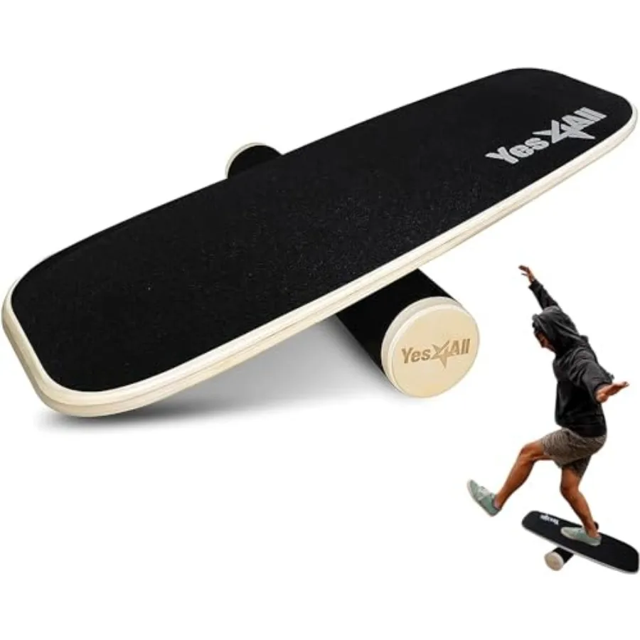 

Balance Board Sports Trainer for Home Gym Use Bamboo Wood Natural Color Adjustable Stoppers for Progressive Balance and Core St