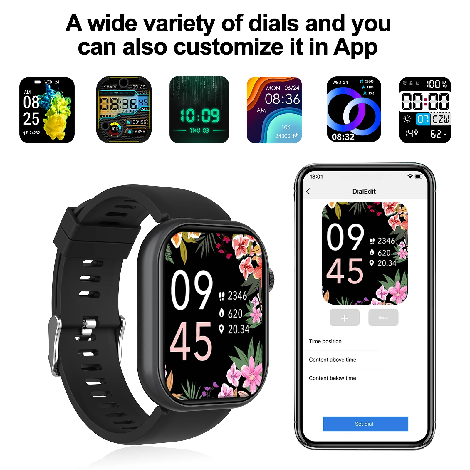 Smart watch, wireless calling /dial, multi -Sport mode,Suitable for men and women, sports watches, for iPhone/Andriod