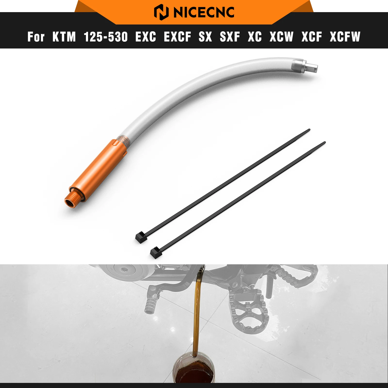 

25CM Oil Drain Tool Kit For KTM EXC 300 SX 250 XC 300 For Husqvarna TE 300 TX 300 TC 250 2017-2025 For GasGas EC 300 2021-2025