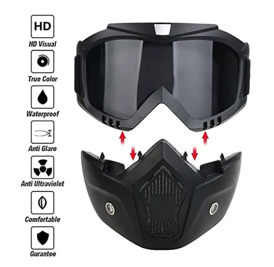 Motorcycle Goggles Mask Removable Summer UV Protection Outdoor Riding Cross-Country Skiing Goggles Mask  Equipment