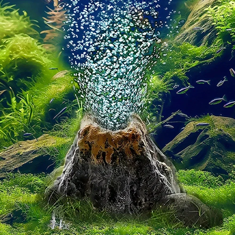 

Volcano Air Stone Aquarium Fish Tank Decor Durable Bubble Effect Oxygen Diffuser Unique Volcanic Shape Water Plants Decor