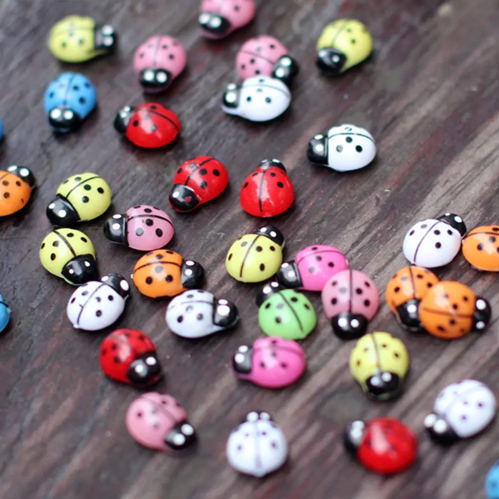 50Pcs Ladybug Shaped Desktop Decor High Intensity Wood Crafts Perfect Home Office Living Room Tabletops Micro Landscape