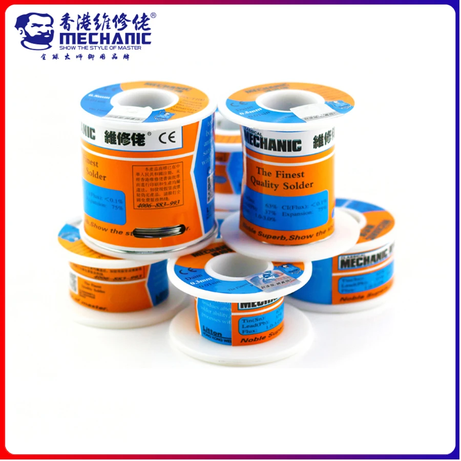 MECHANIC HX-T100 100g  High Purity Low Melting Point Solder Wire Sn63% Pb37% 0.3/0.4/0.5/0.6/0.8/1.0/1.2mm Tin 1%~3% 183C