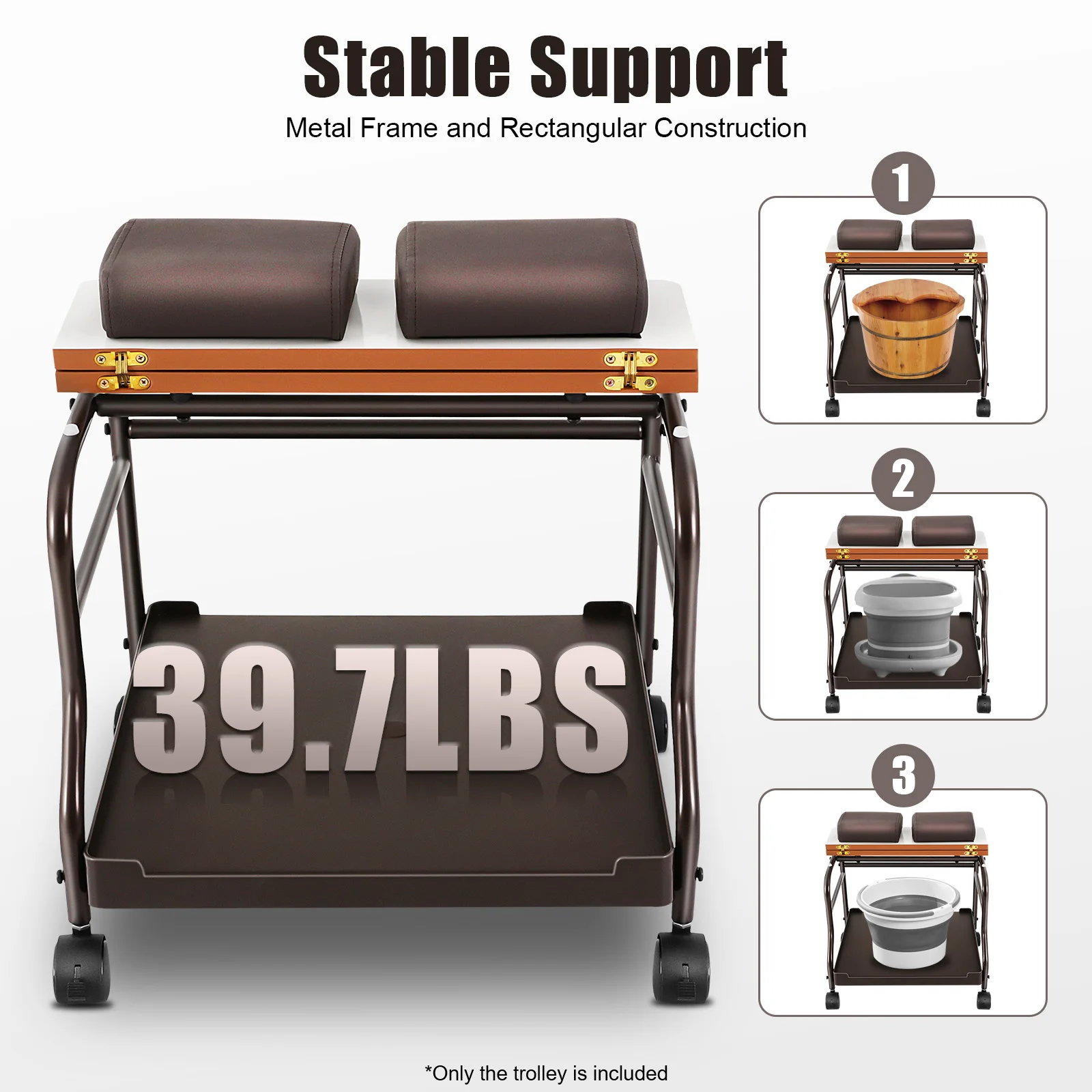 Salon Kosmetyczny Paznokci lub Spa do Stóp Przenośny Wózek, Uchwyt na Stopy o Udźwigu 18 kg do Klinik Medycznych, Salonów Fryzjerskich