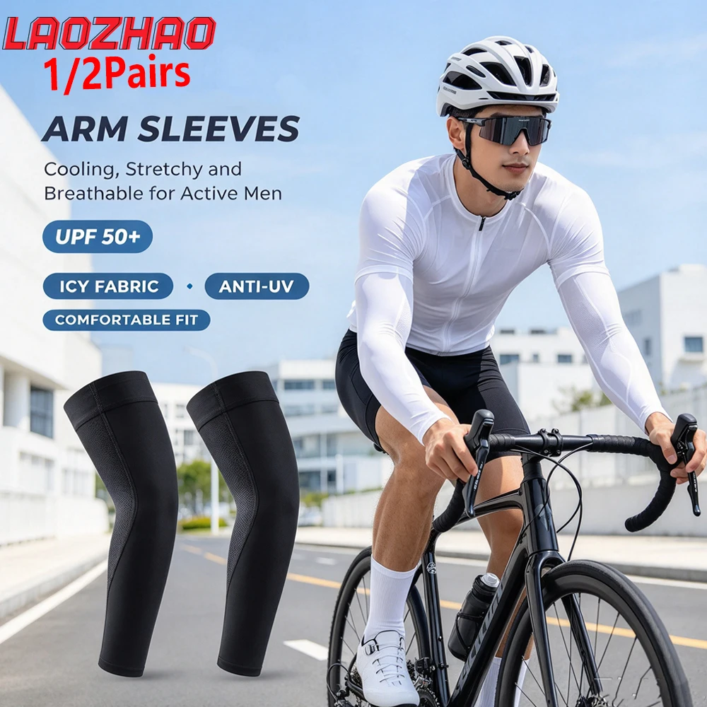 1/2Pairs UPF 50+ Cooling Sports Arm Sleeve for Men Women - Sun Protection,Tattoo Cover-Up,Youth,Basketball,Seamless Cover Arms