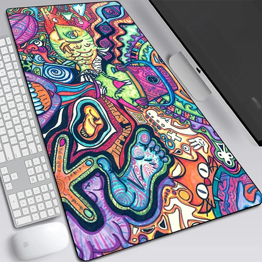 Trippy Psychedelic Weed Large Gaming Mouse Pad Computer Laptop Mousepad Keyboard Pad Desk Mat PC Gamer Mouse Mat Office Computer