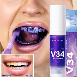 V34 Dentes Whitening Pen, Mousse Creme Dental, Remover Branqueamento, manchas de placa, Higiene Oral, Limpeza Dental Tools, Hálito Fresco