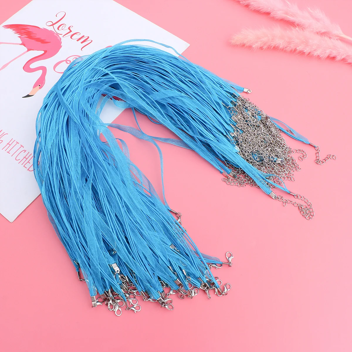 100Pcs Colorful Yarn Wax Rope Necklace Cords Jewelry Making Supplies Bracelet Necklace Adjustable Lobster Buckle Set