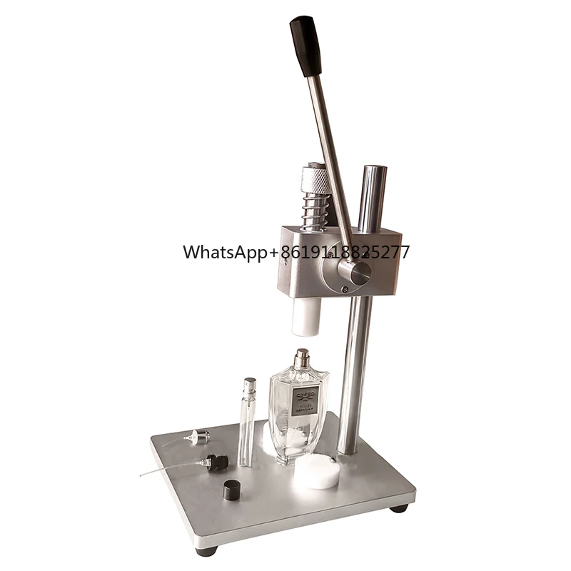 

Clamping type closing hand operated perfume capping machine