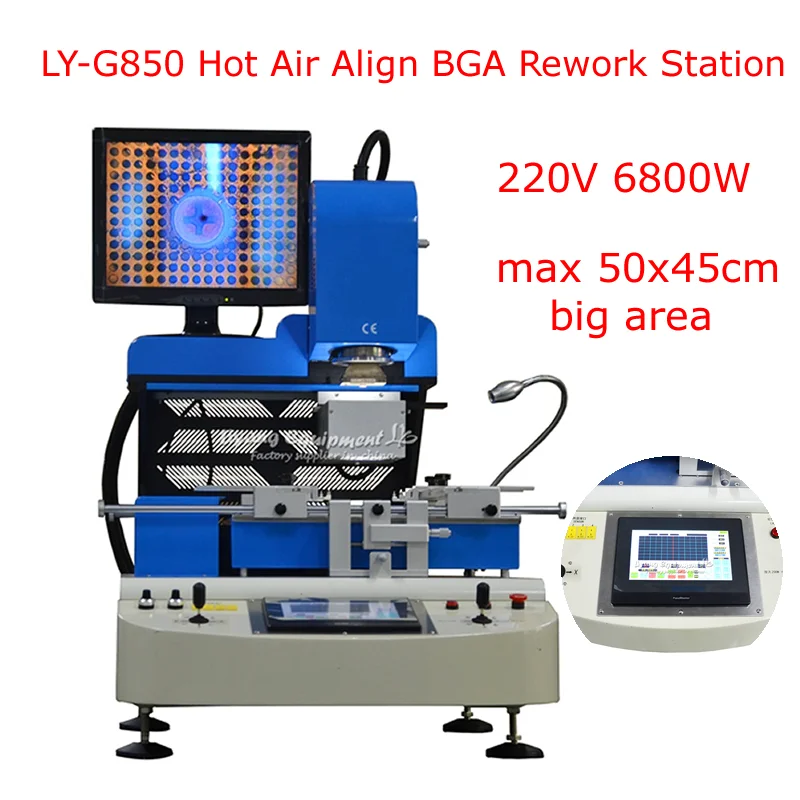 LY-G850 Semi-automatic 3 Zones Max 50x45cm Big Area Hot Air Align BGA Rework Station 220V 6800W