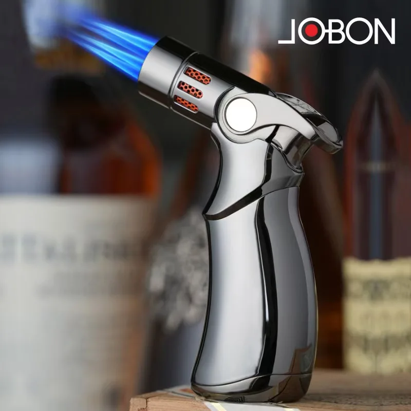 

JOBON 4 Flame Jet Butane Gas Spray Gun Lighter Outdoor Windproof Metal Kitchen Baking BBQ Cigar Tool