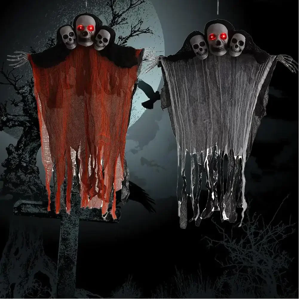 

Halloween Hanging Grim Reapers Decorations Skull Head with Cobwebs Haunted House Prop for Festive Party Supplies