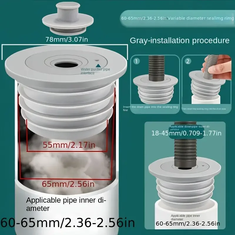 1PC Anti-backflow Odor Prevention Device For Sewer Pipes Kitchen Sinks Washing Machines Silicone Sealing Ring Drain Plug image 6