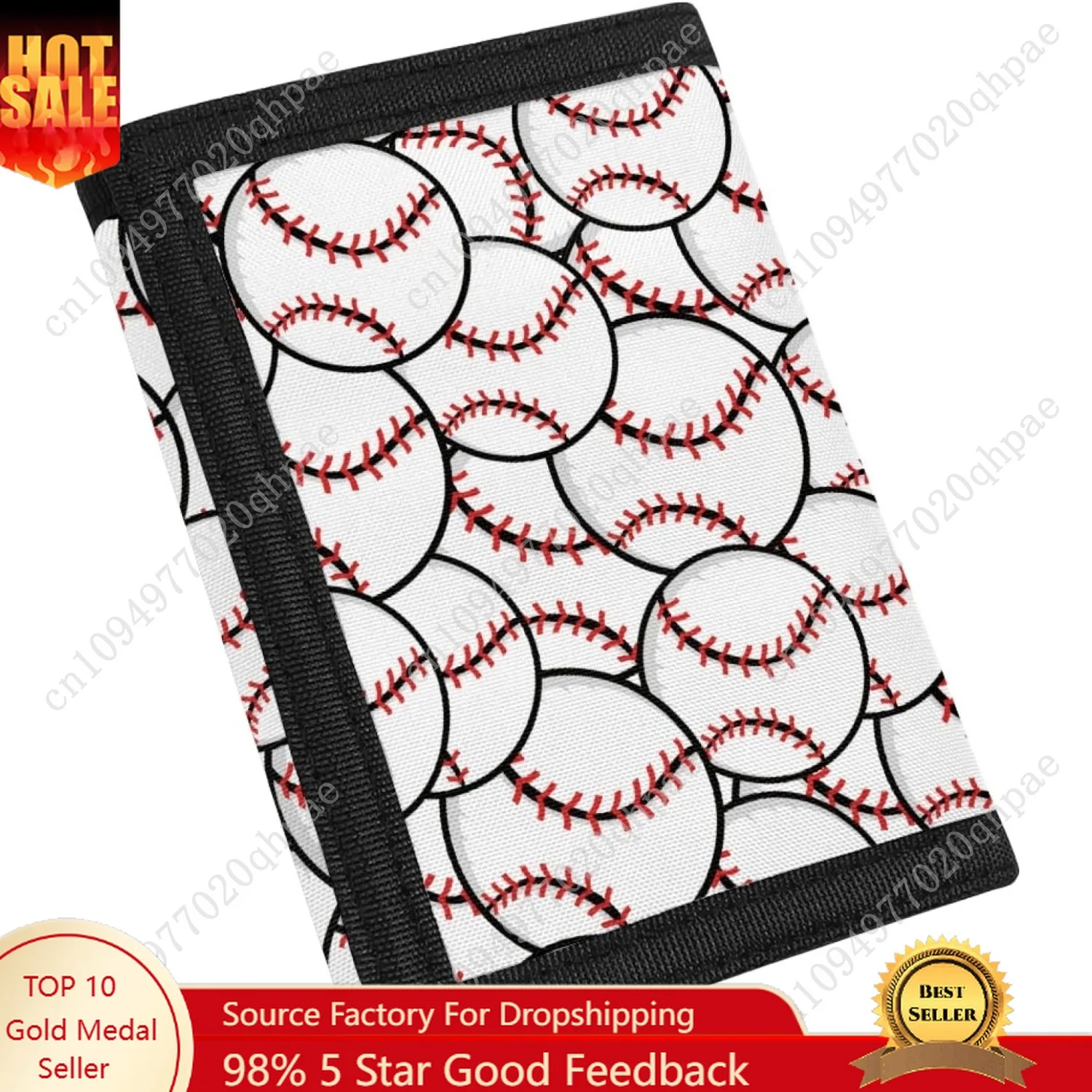 

Kids Trifold Wallet Baseball Print Slim Travel Portable Change Purse Large Capacity Wallet with 6 Slots