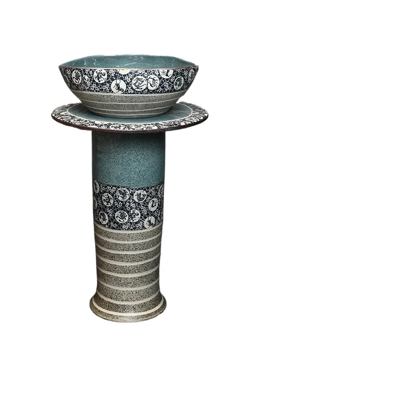 

Retro courtyard column washbasin integrated ceramic column type washbasin bathroom sink basin