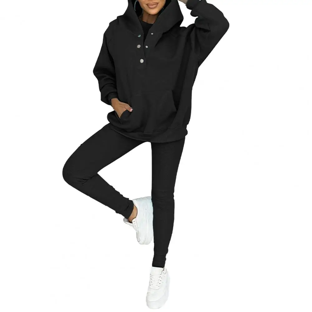 Long-sleeve Hooded Set Women\'s Hooded Sweatshirt Joggers Set Tracksuit for Spring Comfortable Sweatsuit Outfit Sweatshirt Pants