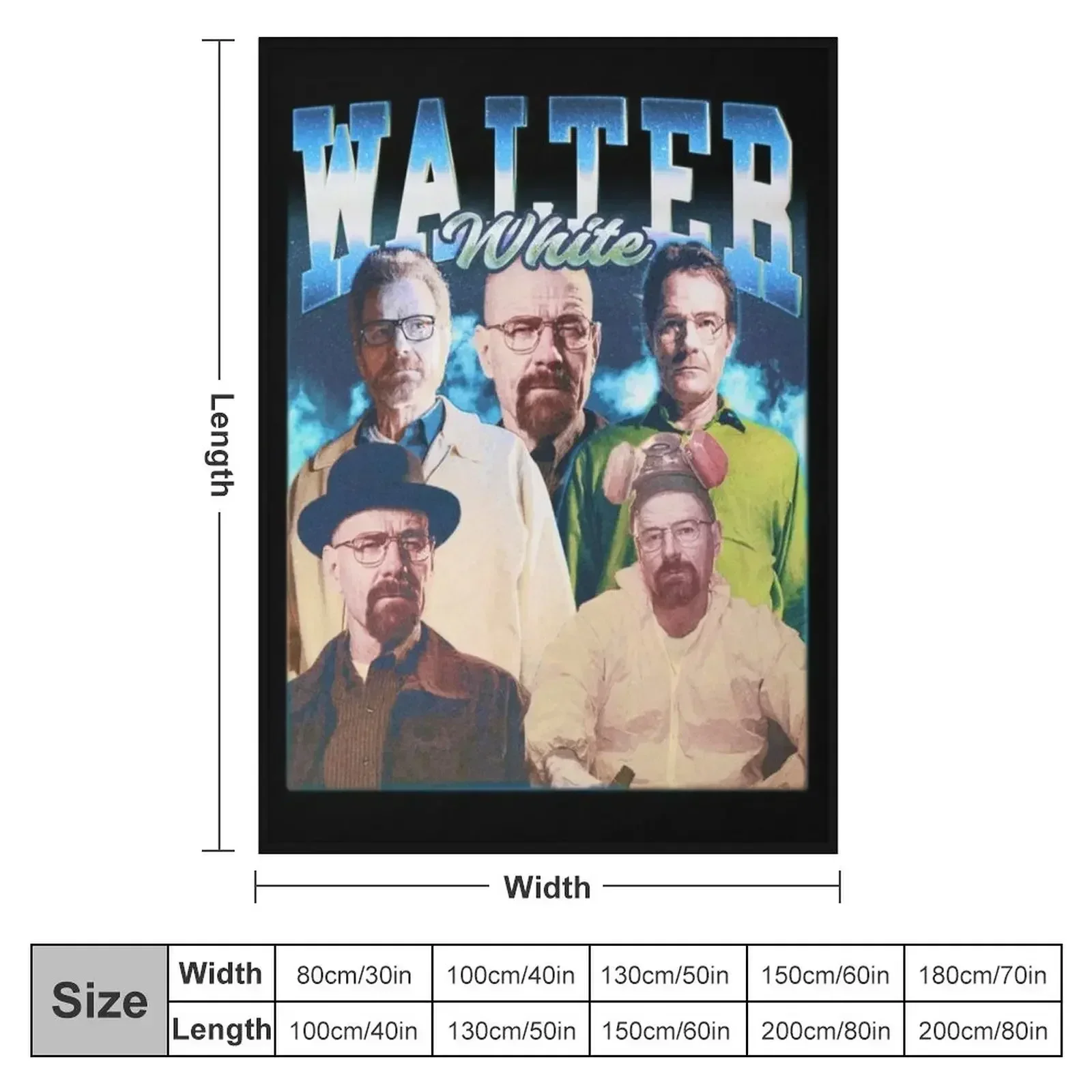 WALTER WHITE Vintage 90s Rap Style, Walter White Bootleg Fan Throw Blanket Flannel Camping for sofa Blankets