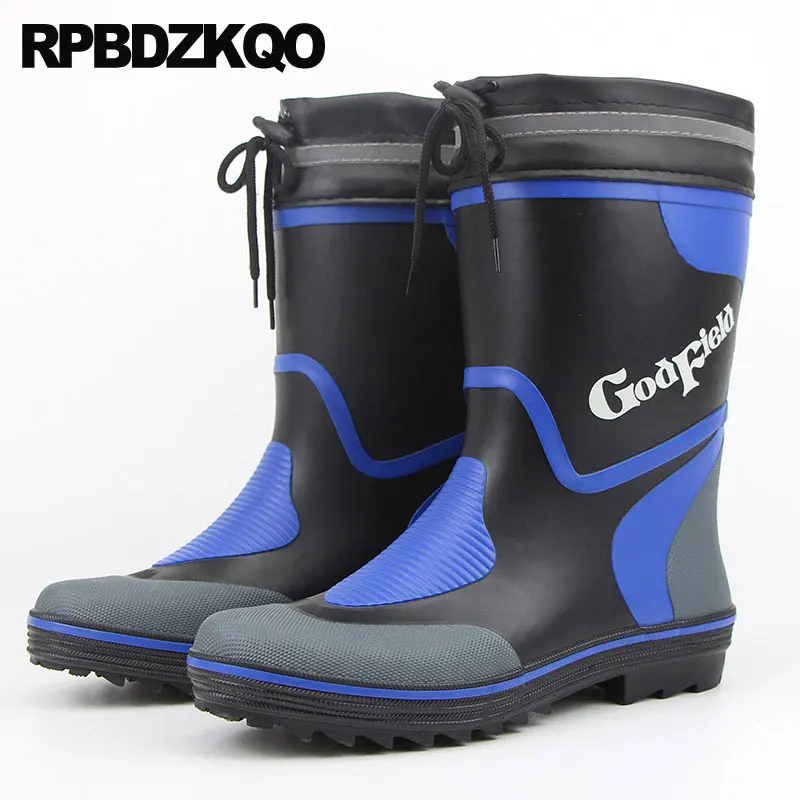 Escorregar Em Botas De Pesca Borracha Homens Barato Sapatos Altas Inverno Tamanho Mais Chuva PVC Meados Bezerro à Prova D'água Durável Casual Pele Moda Masculino Confortável Calçado