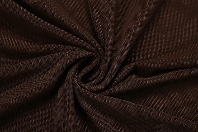 Weird Puss Kleid mit Schwingkragen für Damen, sexy, modisch, mit Mesh-Patchwork, gerafften Puffärmeln, heiß, trendig, für Party und Club, pfirsichfarben, figurbetont – Detail 10